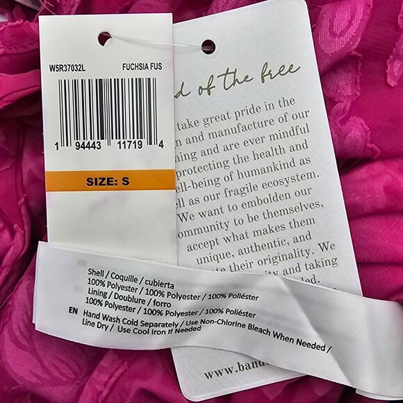 Band of the Free Womans size S Kiss Me Fuchsia Peplum Mini Dress Surplice NEW - Picture 7 of 8